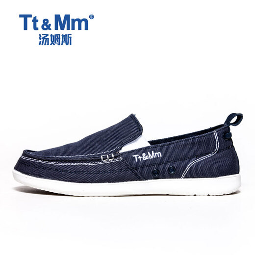 Tt/Mm/Toms men's shoes summer breathable canvas shoes men's Korean version one-foot lazy shoes loafers casual board shoes TM1035M dark blue 40 (sports shoe size)