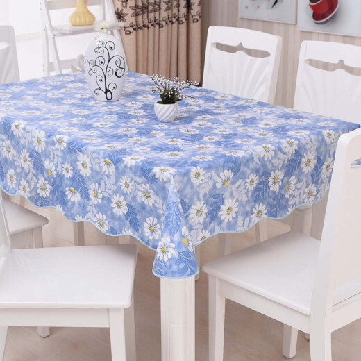 Dry room tablecloth cover pvcpvea living room tablecloth waterproof, anti-scalding, anti-oil, wash-free round table tablecloth plastic rectangular blue windmill 105*152cm