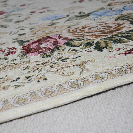 Zhonghong European pastoral chenille jacquard door mat entry entrance floor mat washable and machine washable wear-resistant blended woven computer chair mat foot mat non-slip floor mat entrance door 2601 beige 70*140CM