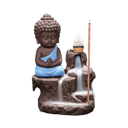Yuxuan tea pet backflow incense burner creative purple sand little Tathagata monk high mountain incense line incense burner ceramic incense path office high mountain flowing water little Tathagata (Tianlan)