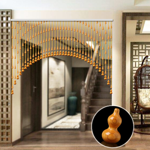 Qiling (QL) Arched Peach Wood Door Curtain Bead Curtain Partition Living Room Curtain Decoration Entrance Aisle Bedroom Bathroom Curtain 21 Arcs - Suitable for Width 0.6-0.8 Meters