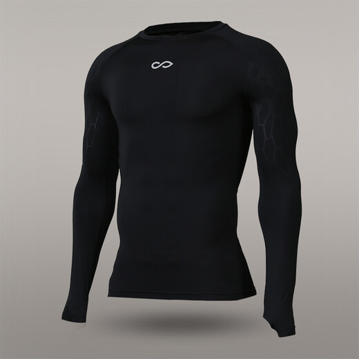 CG Saike tights men's high-elastic breathable football training long-sleeved quick-drying running fitness base sports T-shirt top black XL