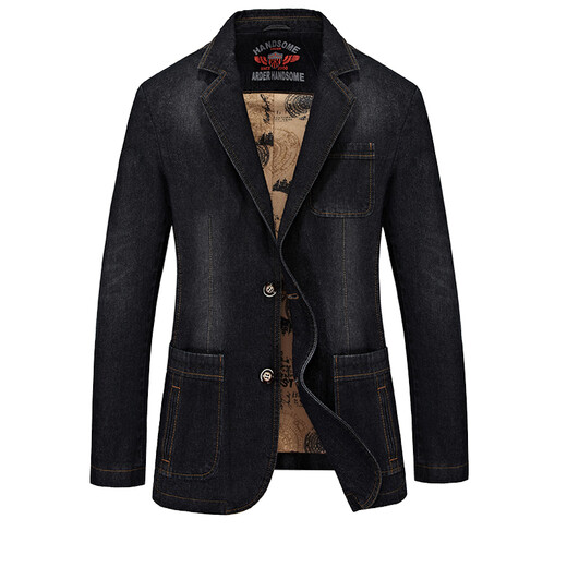 Mokebulls convient au printemps et à l'automne décontracté denim pour hommes minces de veste à deux bouts 9759 Blue L