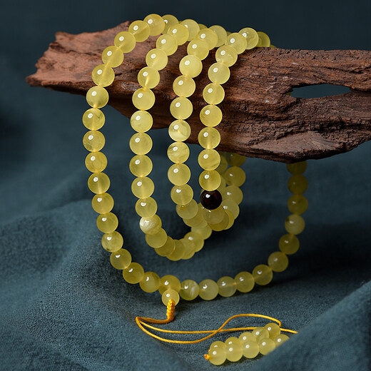 Ouchini Beeswax Bracelet Men's No-Bake Gold Twist Honey DIY Amber 108 Buddha Beads Ball Bead Bracelet Women's 5-5.5mm