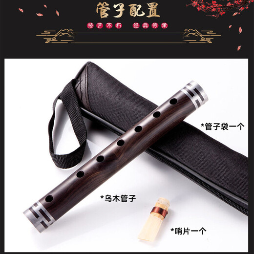 奇宝居 管子乐器 初学乌木管子 C调管子乐器 带哨片演奏乐器 管子+哨片+包 D调-初学