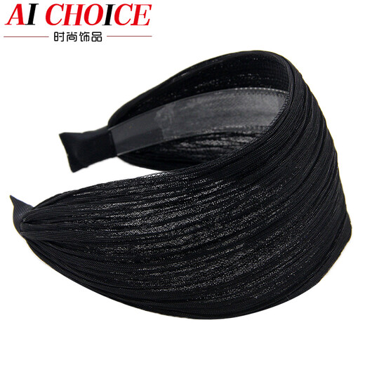 AiChoice wide-brimmed hairband hair accessories fabric ultra-wide toothed anti-slip hairpin cover breathable gray hair hairband women's headwear black