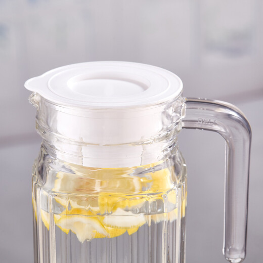 VTyee cold kettle glass cold kettle bottle large capacity explosion-proof household heat-resistant high temperature cool white set striped kettle 1100ml