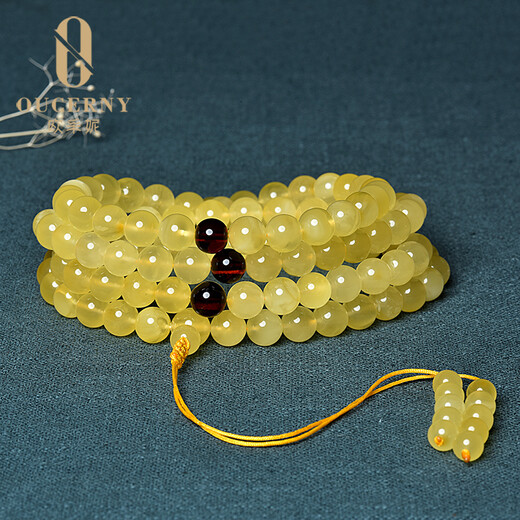 Ouchini Beeswax Bracelet Men's No-Bake Gold Twist Honey DIY Amber 108 Buddha Beads Ball Bead Bracelet Women's 5-5.5mm