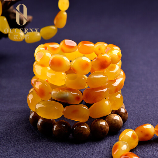 OUCERNY beeswax bracelet for women, natural raw stone, Baltic chicken oil, yellow and red honey, men's amber bracelet, unique product A8220
