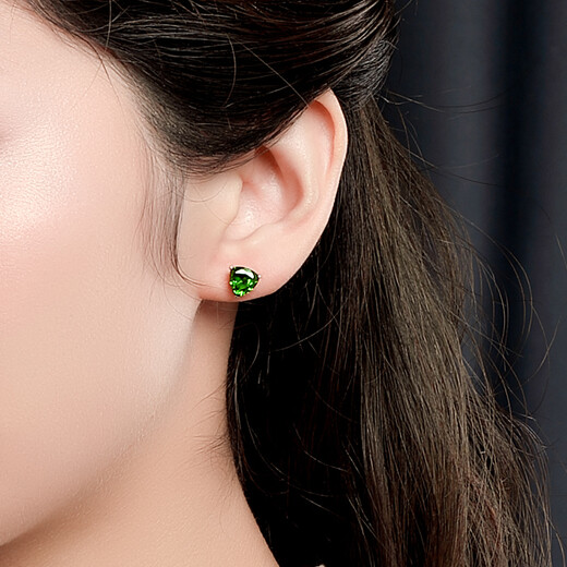 Ouchini Jewelry 0.48ct diopside stud earrings 18K rose gold set with colored gemstones simple earrings Out of stock and need to be customized (7-10 working days)