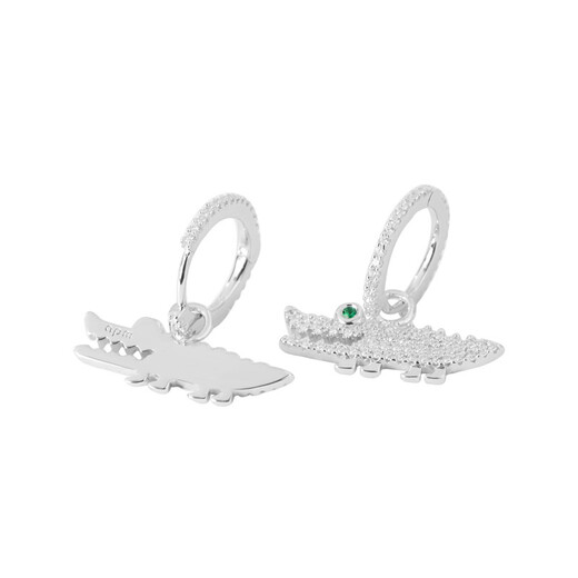 APM MONACO Women's JANVIER Silver Crystal Diamond Small Crocodile Styling Earrings AE10591KGX