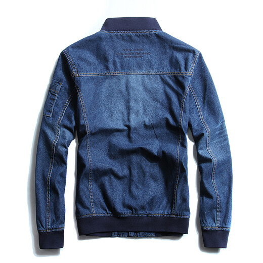 MOK Bull Denim Jacke junge Männer Pilotjacke Baseball Uniform Halsumn -Autumn -Jacke 687 Hellblau S Hegen 105 Jin [Jin gleich 0,5 kg]]