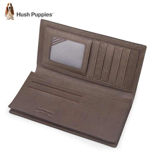 暇步士（Hush Puppies）钱包男士头层纯牛皮真皮大容量长款钱夹青年时尚 卡其色
