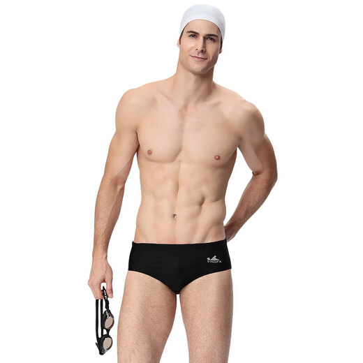 YINGFA Calzoncillos de natación para Hombres Calzoncillos de natación Calzoncillos de natación de Entrenamiento Triangulares de Carreras para Hombres 9109-1 Negro 2XL (Circunferencia de Cintura Recomendada 80-86 cm)