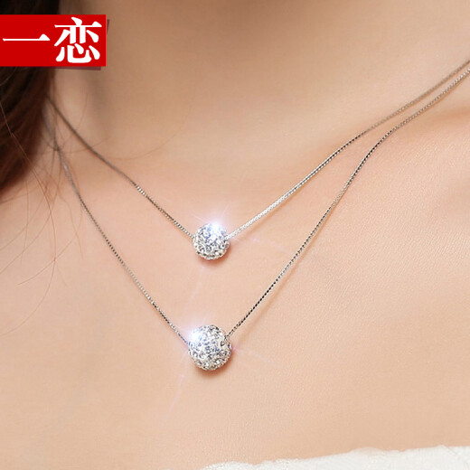 Chinese Valentine's Day gift 925 silver necklace for women double-layered necklace pendant for women Korean style short clavicle chain silver jewelry jewelry Valentine's Day gift for girlfriend