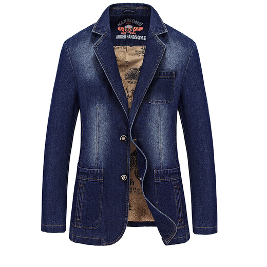 Mokebulls convient au printemps et à l'automne décontracté denim pour hommes minces de veste à deux bouts 9759 Blue L