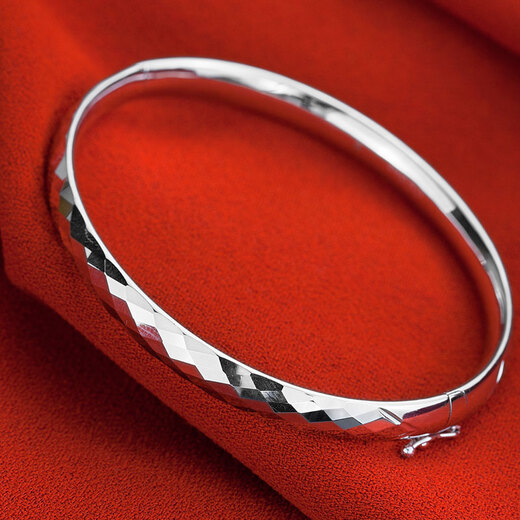 Yuan Shengfu's new PT950 high-quality laser oval platinum bracelet, women's platinum bracelet, concubine bracelet opening, 16.57 grams, ring opening 55mm