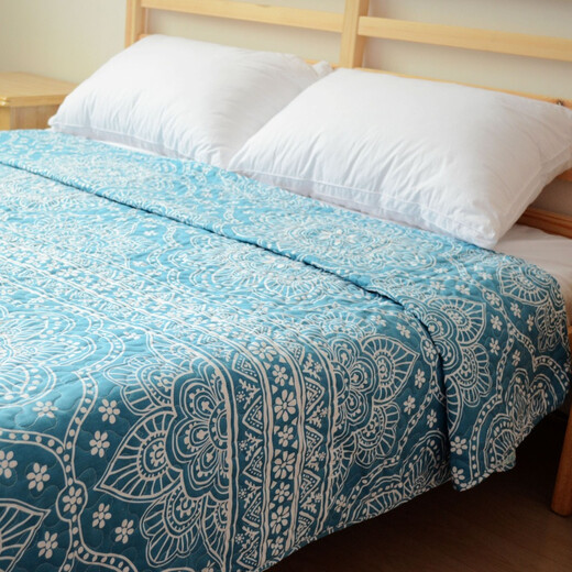 Yun color quilt quilt, double air-conditioned quilt, summer cooling quilt, washable bed cover, single piece autumn and winter cushion quilt, red flowers and green willows, 90cmx200cm (single bed cover)