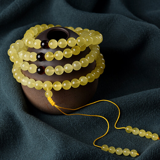 Ouchini Beeswax Bracelet Men's No-Bake Gold Twist Honey DIY Amber 108 Buddha Beads Ball Bead Bracelet Women's 5-5.5mm