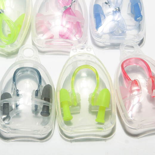 Oasis swimming nose clip earplug set for adults and children, professional waterproof, anti-slip silicone earplugs, anti-choking nose clip equipment, blue