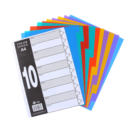Fude Fast Index FD1000 A410 page PP color index paper 10 color paging paper Plastic partition paper Colloidal classification card