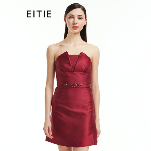 EITIE women's spring new style chest-wrapped diamond-embellished sleeveless evening dress short A-line skirt 5377023 Orange Blossom 64160/38/M