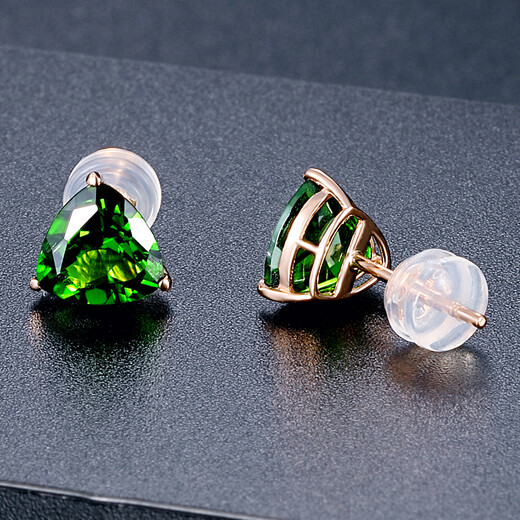 Ouchini Jewelry 0.48ct diopside stud earrings 18K rose gold set with colored gemstones simple earrings Out of stock and need to be customized (7-10 working days)