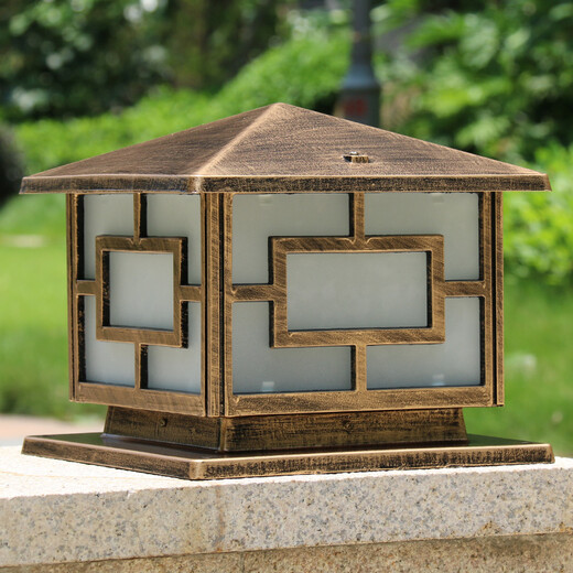 Shuya Pillar Wall Lamp Square Home Gate Lamp Outdoor Gate Lamp Villa Courtyard Pillar Lamp Wall Lamp Waterproof 30cm Bronze Aluminum-Electric Type