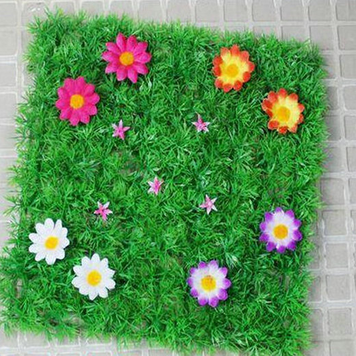 Win the show, simulated plant wall, green plant wall background wall, green simulated plant mall advertising door head artificial decoration, four-headed grass 40*60CM + one flower