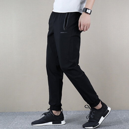 阿迪达斯 （adidas） 男裤 2025夏季新款运动裤针织卫裤黑色束脚长裤透气休闲裤子男 GK9226/黑色针织/单层束脚/主推 S