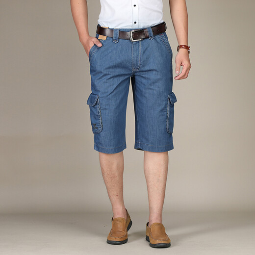 Aixclasic Summer Brand Jeans Herren Shorts Sieben-Punkte-Mehrfach-Pocket-Werkzeuge losen, gerade Kleidung mit großer Größe im Freien Dünnmodell 753-2 (Teil 1) 33 Authentische Theke