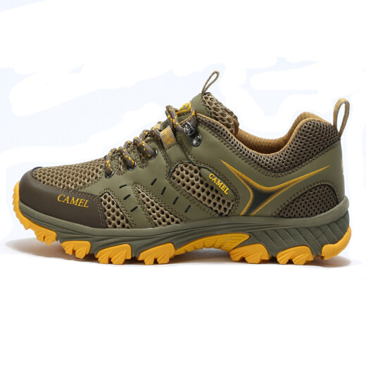 Camel Outdoor (CAMEL) outdoor hiking shoes for men and women, breathable, wear-resistant, non-slip, low-top hiking shoes, mesh shoes for men, A712330575 Khaki/Orange 43