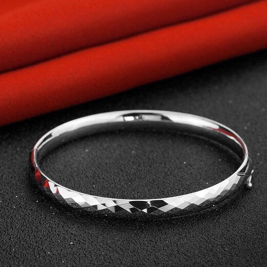 Yuan Shengfu's new PT950 high-quality laser oval platinum bracelet, women's platinum bracelet, concubine bracelet opening, 16.57 grams, ring opening 55mm
