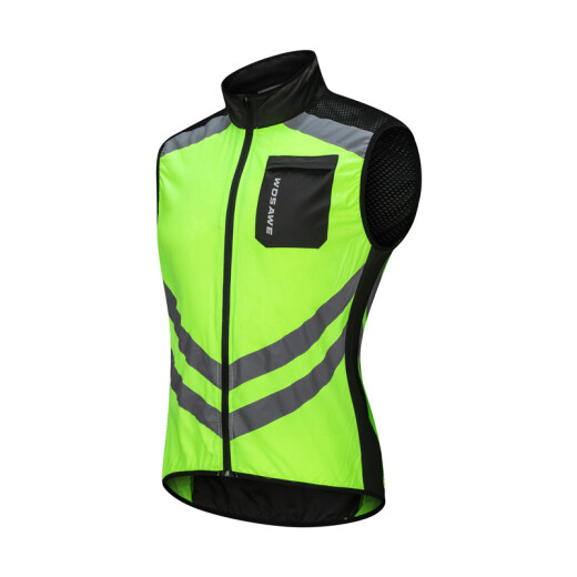 WOSAWE road cycling jersey vest for men and women, breathable and light windbreaker, mountain bike windproof and rainproof reflective vest black XL (suitable for 80-90 kg Jin [Jin equals 0.5 kg])