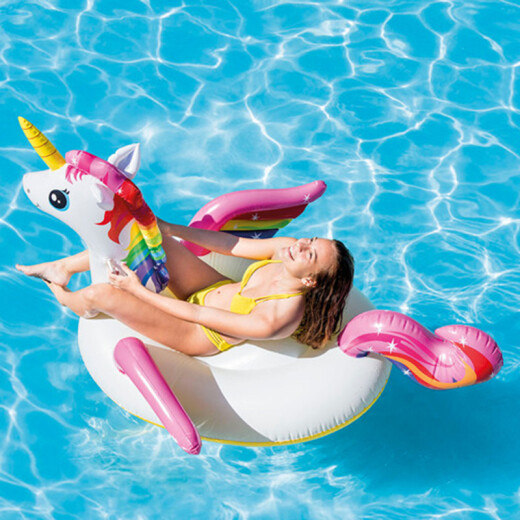 INTEX57561 Unicorn inflatable mount swimming ring adult inflatable toy floating bed thickened water children's mount