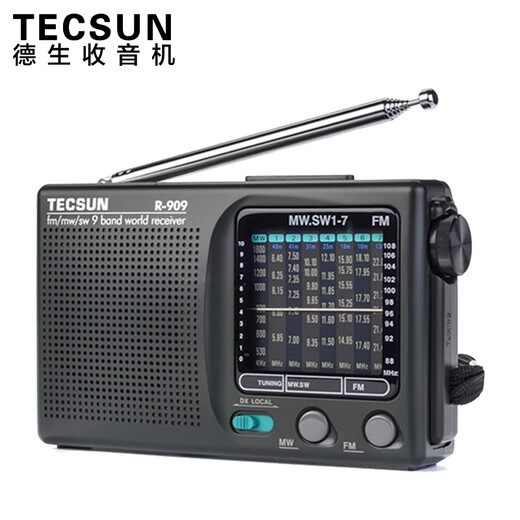 Tecsun R-909 ältere Vollband-Radiosendung Halbleiter tragbarer älterer Zeiger Mini-FM-Radiostandard + Tecsun DC-05A Netzteil