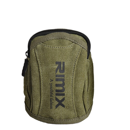 RIMIX waist bag, wrist bag, arm bag, mobile phone bag, waist bag, hanging bag, men's and women's sports bag, canvas mobile phone arm bag, military green, small size - suitable for mobile phones within 4.3 inches