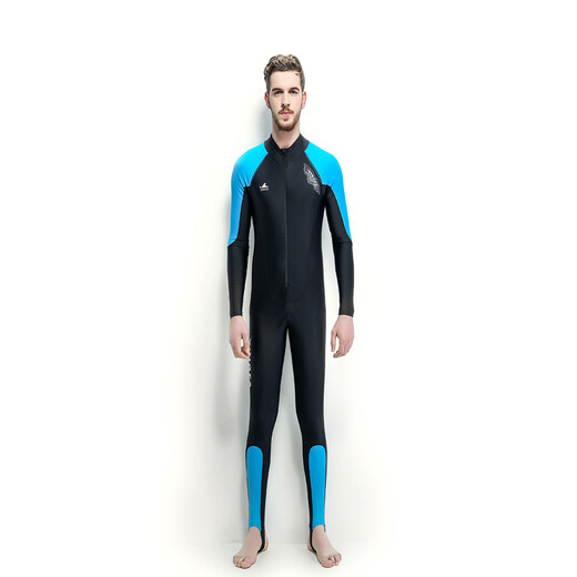 Yingfa (yingfa) full body one-piece long-sleeved sunshade suit, waterproof mother suit, swim suit, wet suit, men's jellyfish suit, lake blue L