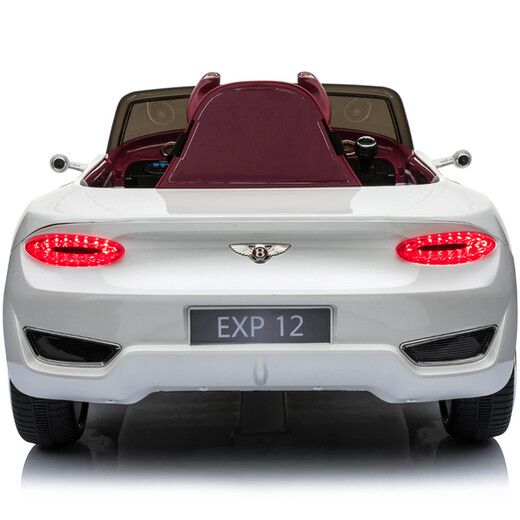 BeRica 4WD liter leather seat Bentley authorized baby electric car remote control four-wheel car toy car can seat people white 4WD + dual batteries + leather seat + remote control