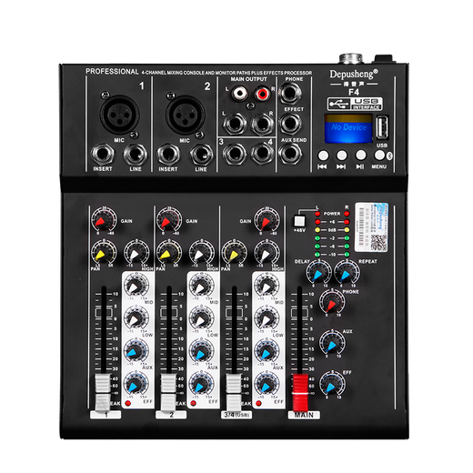 Depusheng Depusheng F4 professional 4-way mixer Bluetooth with effects table small home portable computer tuner MP3 recording shouting Mai DJ live performance