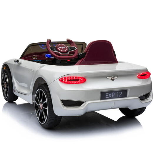 BeRica 4WD liter leather seat Bentley authorized baby electric car remote control four-wheel car toy car can seat people white 4WD + dual batteries + leather seat + remote control