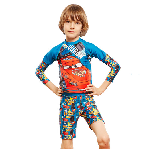 ZOKE children's swimsuit boys one-piece boxer pants medium-sized children's sun protection baby long sleeve split boys swimsuit LL55O3520 size 18