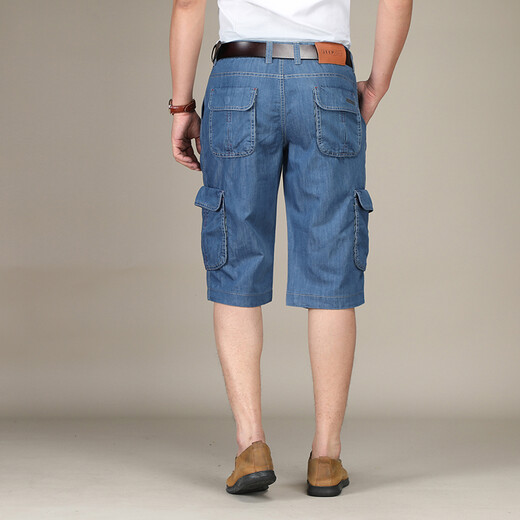 Aixclasic Summer Brand Jeans Herren Shorts Sieben-Punkte-Mehrfach-Pocket-Werkzeuge losen, gerade Kleidung mit großer Größe im Freien Dünnmodell 753-2 (Teil 1) 33 Authentische Theke