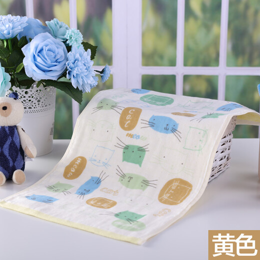 Gold number pure cotton home textile household women's and children's face wash towel Cartoon kitten children's face towel kindergarten children's towel Wu Nian double-layer gauze soft and water-absorbent 52*28CM red