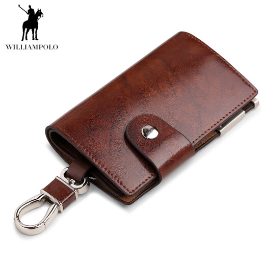WILLIAMPOLO英皇保罗高档挂腰牛皮钥匙包男锁匙收纳包中式复父亲节礼物送爸爸 枫叶纹