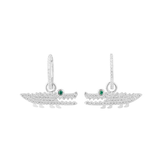 APM MONACO Women's JANVIER Silver Crystal Diamond Small Crocodile Styling Earrings AE10591KGX