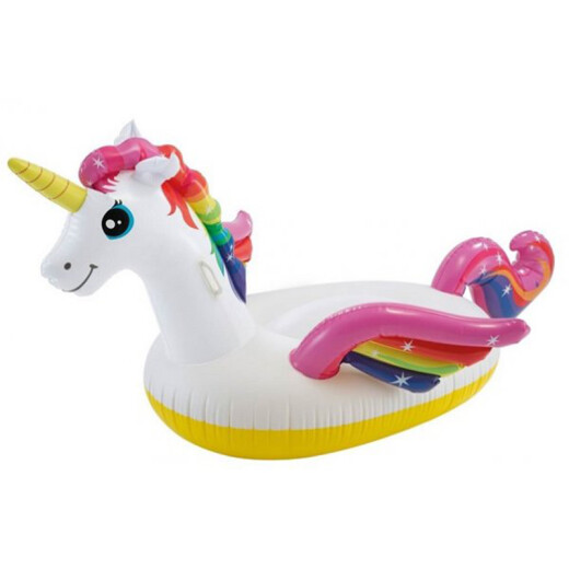 INTEX57561 Unicorn inflatable mount swimming ring adult inflatable toy floating bed thickened water children's mount