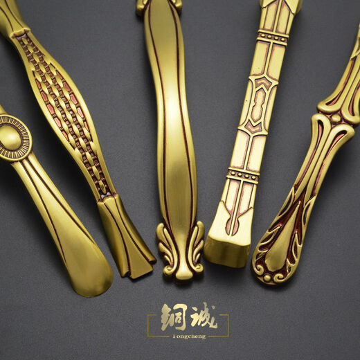 Tongcheng Vollkupfer Massives Griff Schrank Tür Schubladen Schrank Weinschrank Nachahmung Retro geschnitztes Schuhschrank Bücherregal Home Hardware Kupfergriff 6625-96mm Europäische Gold