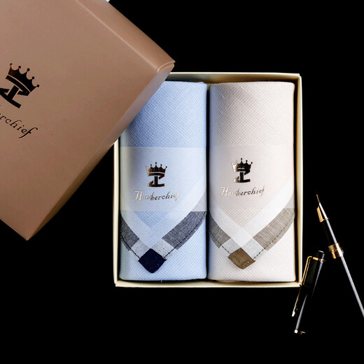 Zeluo ancient style handkerchief for men's cotton sweat-absorbing handkerchief for men's gift square scarf for sweat-resistant environmentally friendly and simple souvenir gift box handkerchief Moisturize: beige (independent envelope bag packaging).