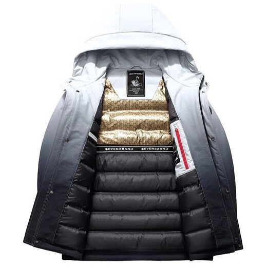 Sbanu thickened down jacket for men short 2025 winter new gradient white duck down warm men's hooded jacket 9758丨Moying丨L (175)